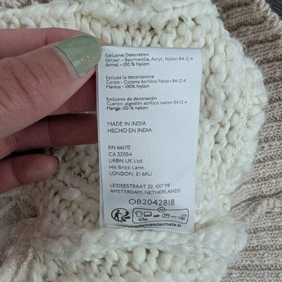 Anthropologie Lace Cropped Cable Sweater - Picture 3 of 6